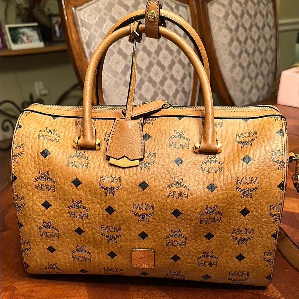 MCM Cognac Visetos Satchel Bag